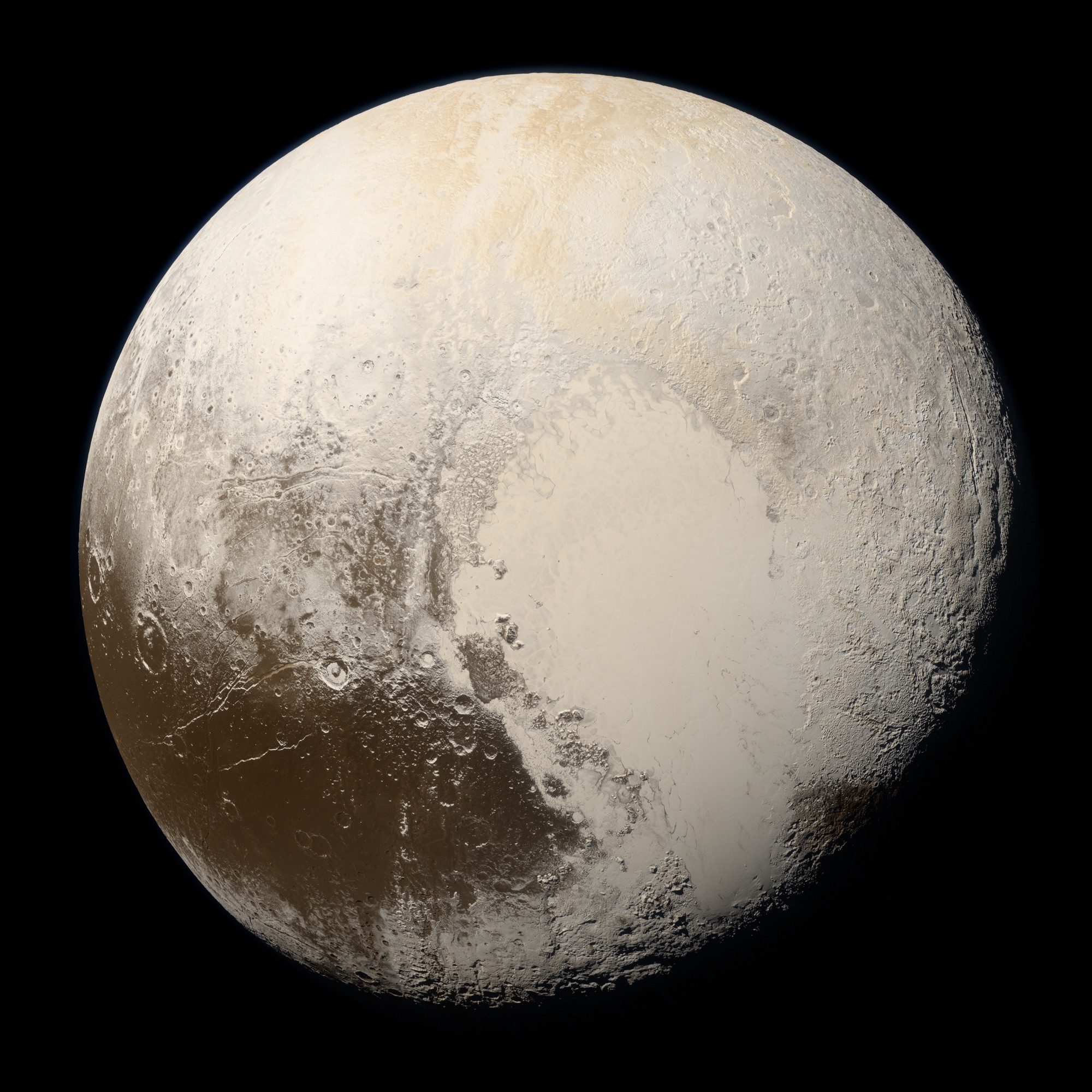 Pluto in true colour, the original picture taken by New Horizons on 14 July 2015