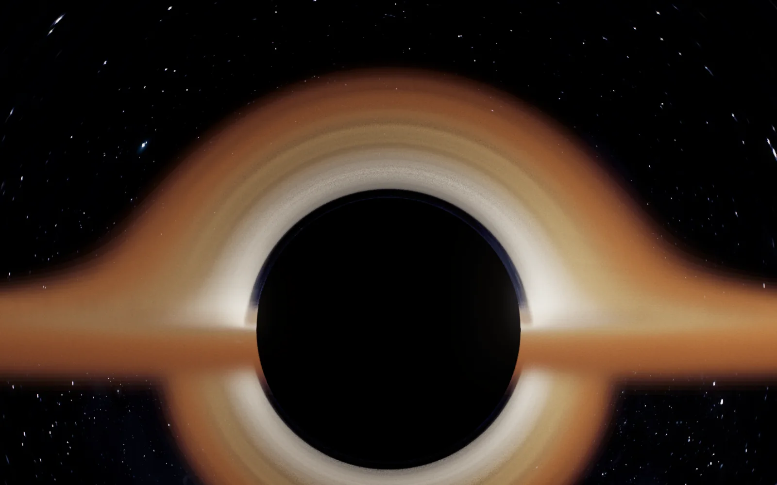 The arch of the far side of the disc bending over the top of the shadow