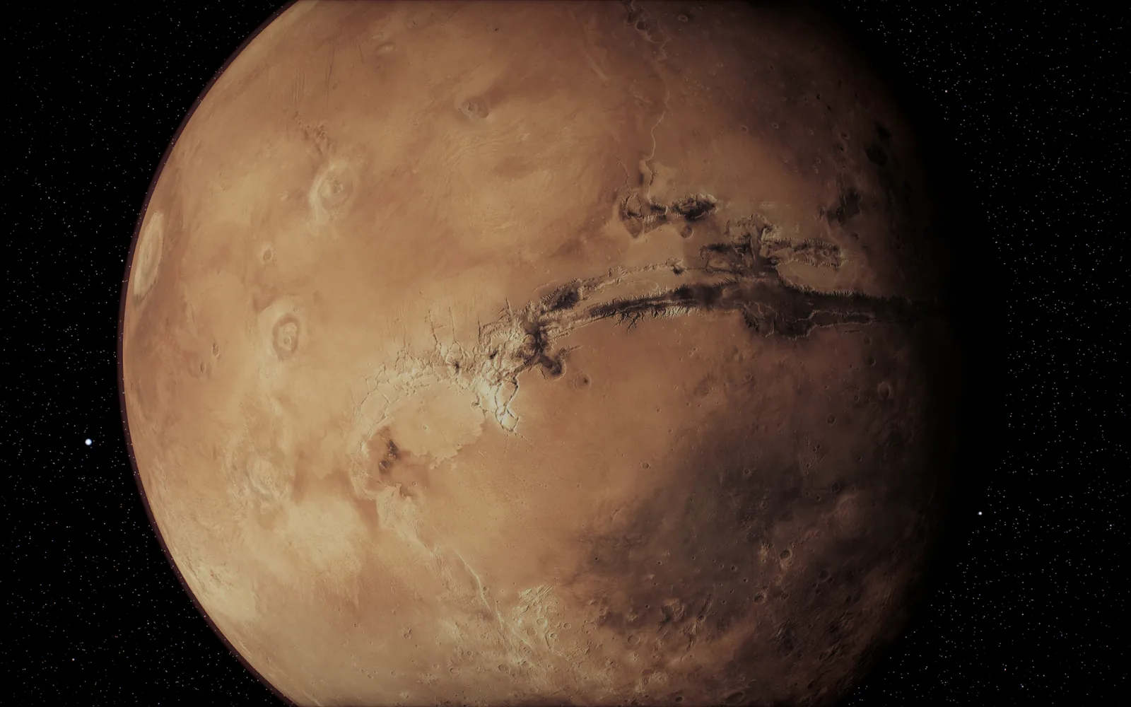 A close pass, stopped where the surface map runs out of detail.