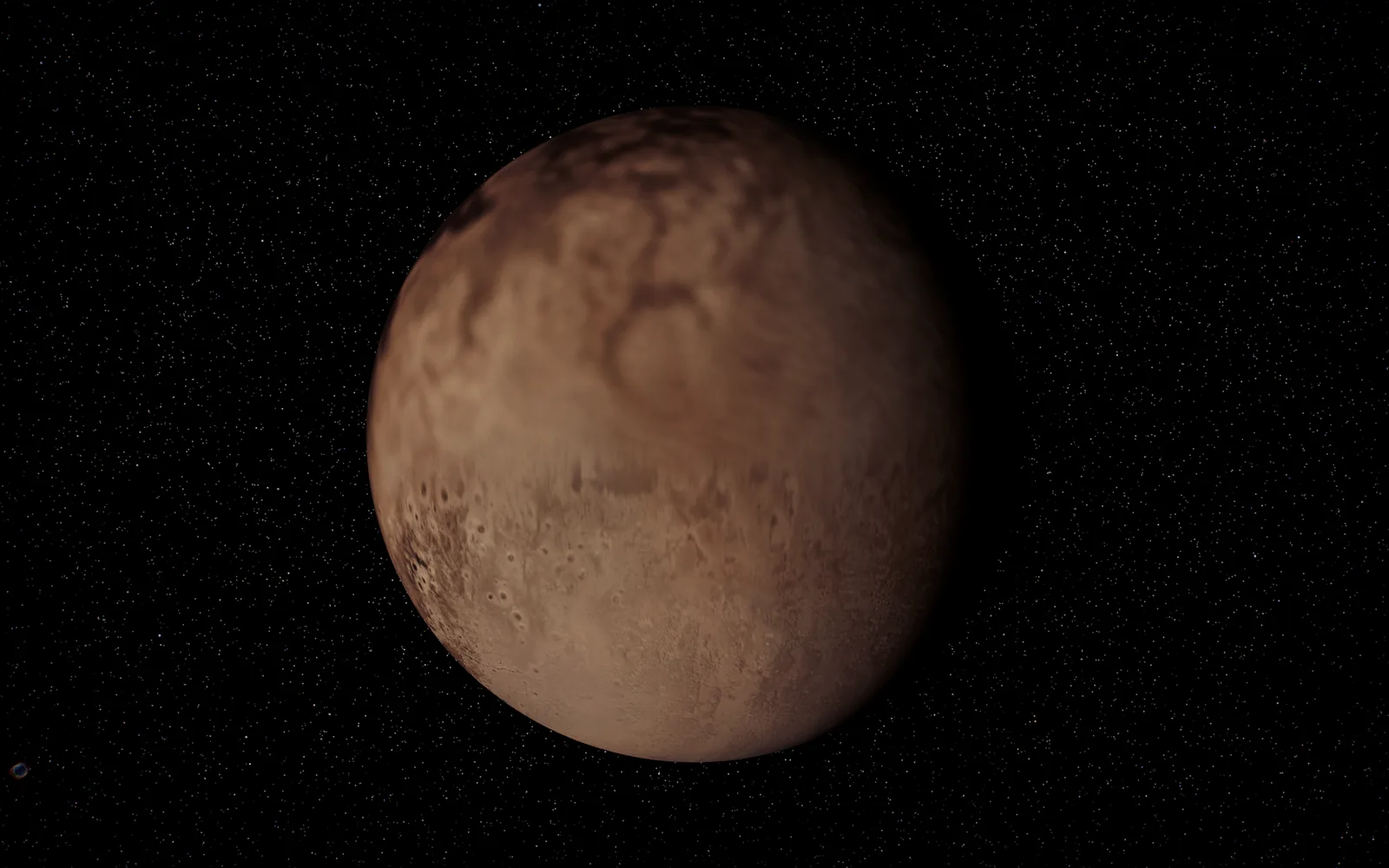 A close pass, stopped where the surface map runs out of detail.