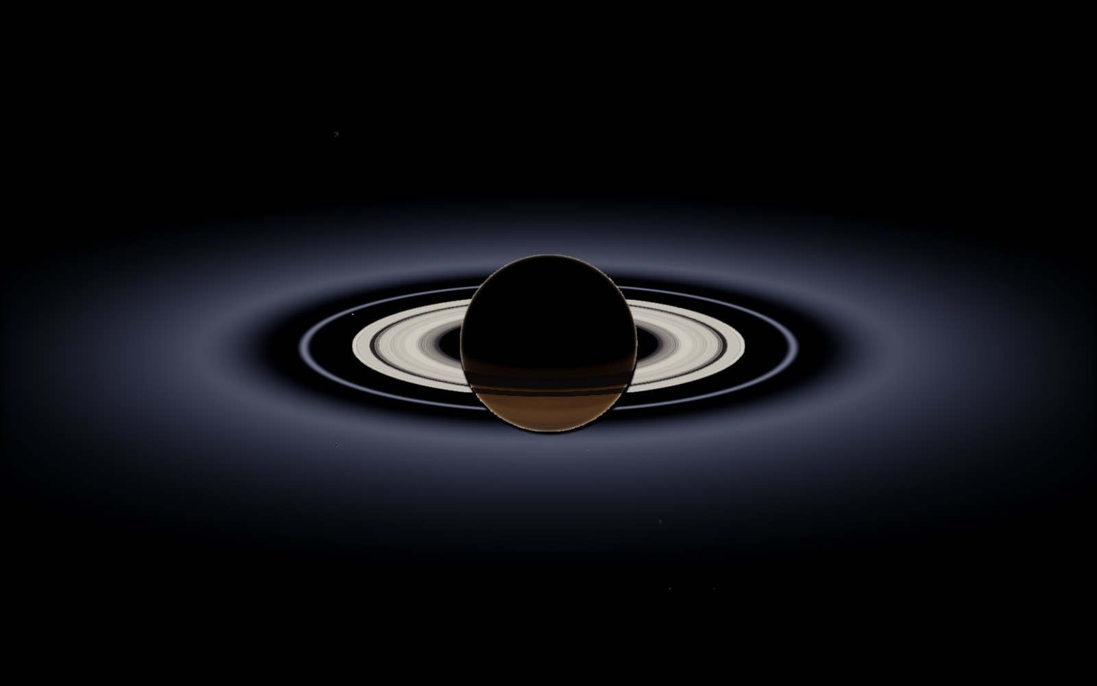 In Saturn's Shadow recreated live by the Our Solar System 3D viewer from where Cassini was