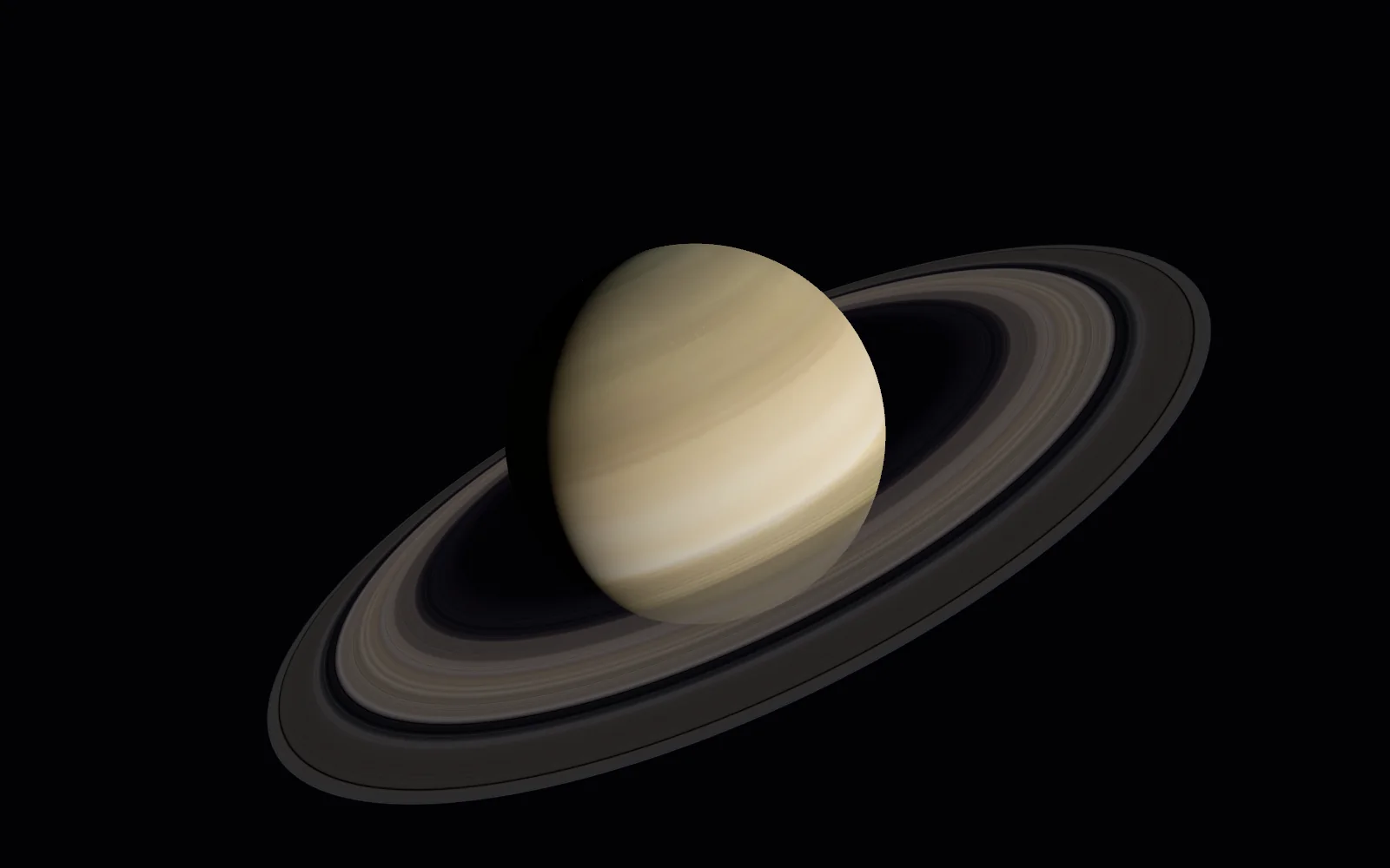 Saturn and its rings, rendered by the app