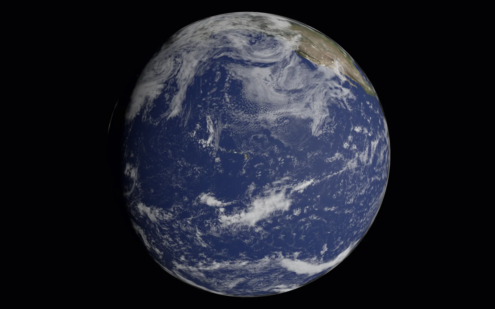 The Earth, lit from the Sun’s real direction, rendered by the app