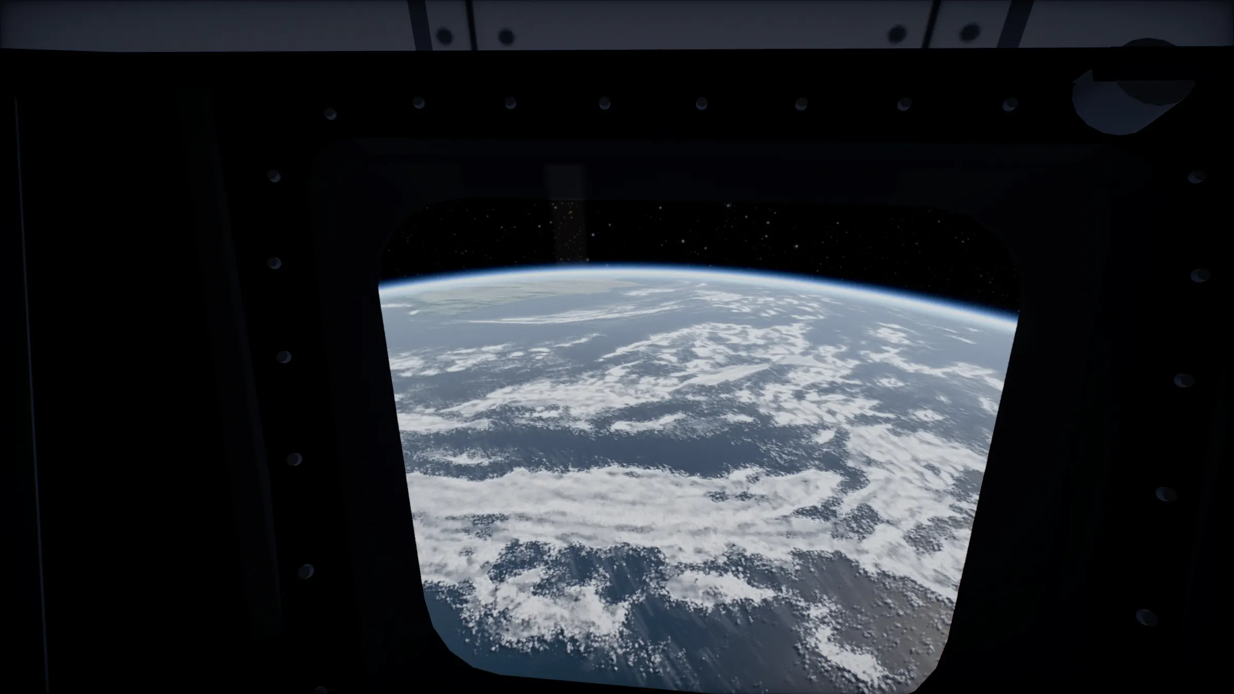 The view out of the ISS Cupola, one of the places the headset menu takes you
