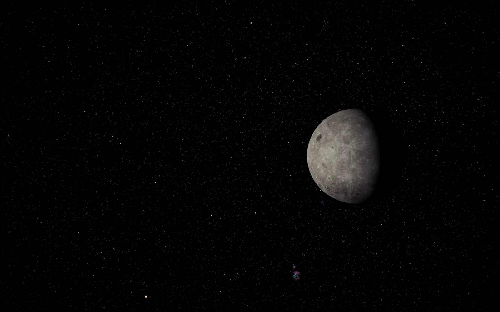 Moon live wallpaper for Mac: Off to the right, at Far zoom