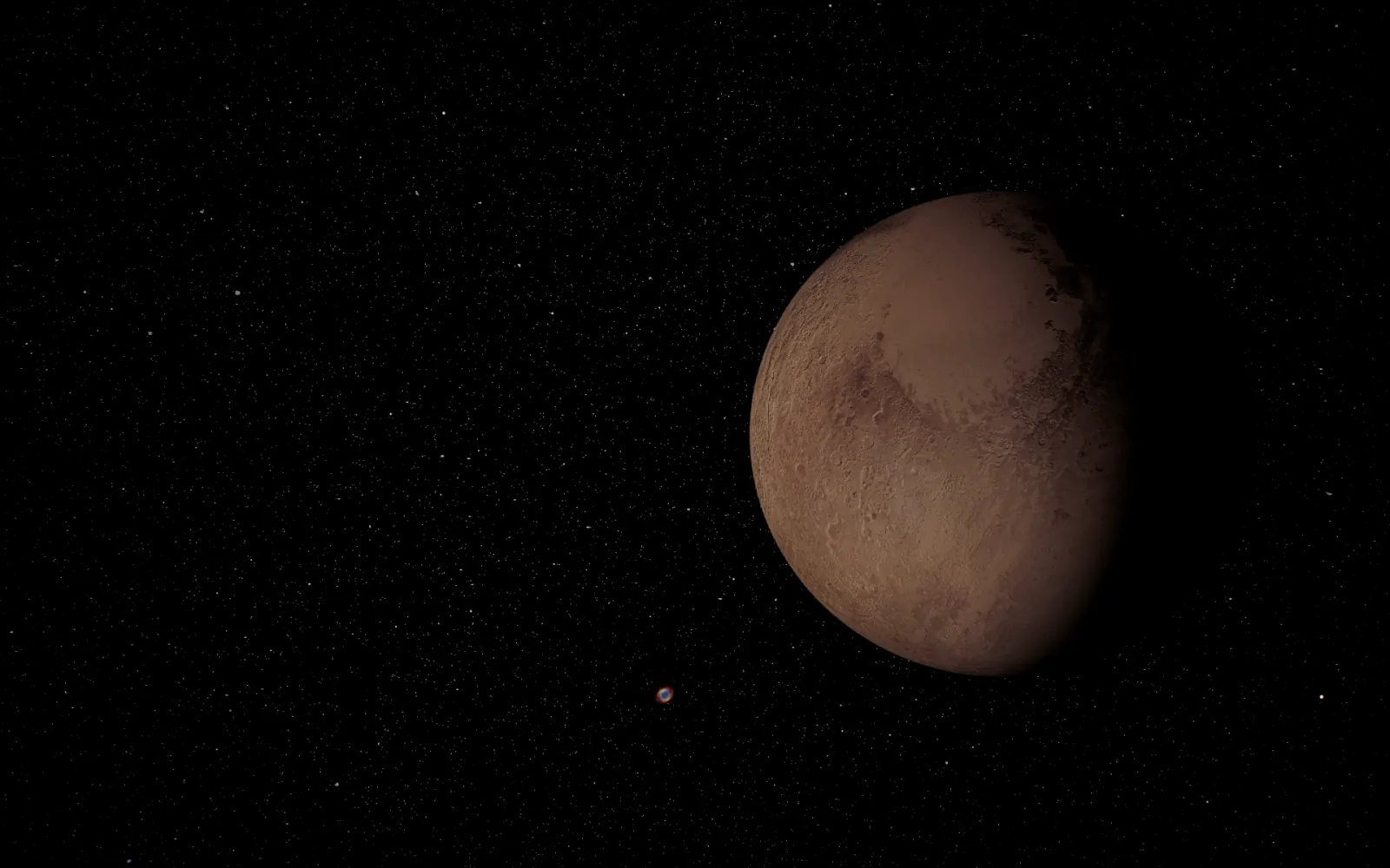 Pluto as a live wallpaper behind the desktop icons